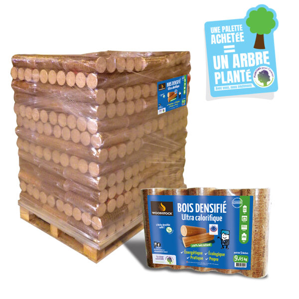 Palette Bûches Densifiées Woodstock - "Spécial Nuit" (Écorces)
