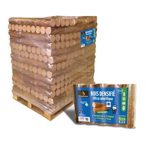 Palette Bûches Densifiées Woodstock - "Spécial Jour" (1 Tonne) - Équivaut à 4 Stères de bois